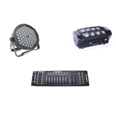 Imagem de Kit 4 Par Led Slim 60X3W 2 Mini Moving Spider 8X5W 1 Dmx 512