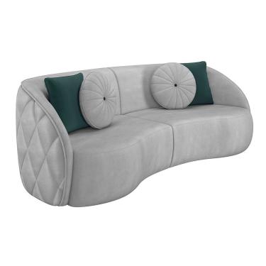 Imagem de Sofá 3 Lugares Para Sala Living Olimpo 288 cm M03 Veludo Cinza Claro - Lyam Decor