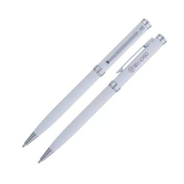 Imagem de Caneta Personalizada Crown Liverpool Chrome Delicada Qualidade Premium Gravada Original (Branco)