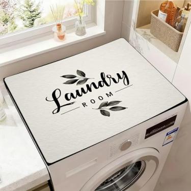 Imagem de Capas de lavadora e secadora para a parte superior, tapete protetor de secadora antiderrapante, capa de máquina de lavar à prova de poeira, 59,9 cm x 50 cm (folha, 59,9 cm x 50 cm)