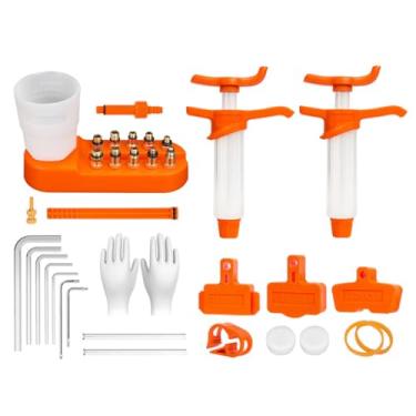 Imagem de HOUSON Kit de sangramento de freio para freios a disco hidráulicos | com 10 adaptadores de latão e 2 seringas | Inclui ferramenta de freio/manutenção | Compatível com mais de 200 modelos