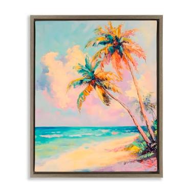 Imagem de Stupell Industries Arte de parede em tela flutuante marrom colorido em tons pastéis litorâneos, design por LSR Design Studio, 53 x 43 cm