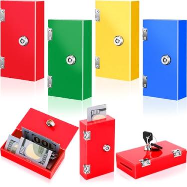 Imagem de Honeydak Caixa de dinheiro de acrílico SAFE Pacote com 4 caixas portáteis Winners Bank Casino Caixa de dinheiro com 2 chaves Tamanho de bolso Cofre para dinheiro colorido Armazenamento seguro impede
