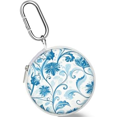 Imagem de Koujaon Capa rígida portátil para fones de ouvido Apple EarPods USB-C com fio Airpods 4 Airpods Pro 2 Beats Bose Galaxy Buds (azul floral)