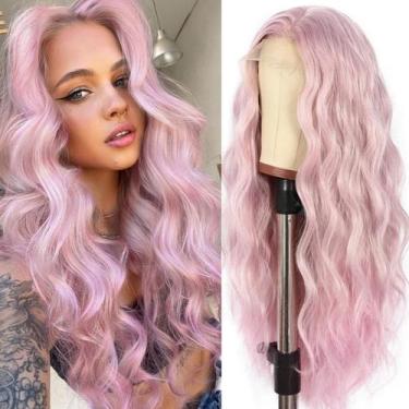 Imagem de Peruca frontal de renda sintética SAPPHIREWIGS Body Wave 60 cm Lavanda