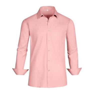 Imagem de Camisa social GIANEN Salmon para homens rosa, slim fit, tamanho XS - G