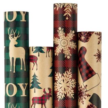 Imagem de Papel Kraft RUSPEPA para envolver regalos 4 rollos 76 cm x 3 m Celebra
