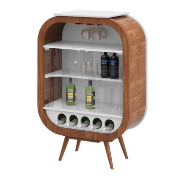 Imagem de Cristaleira Bar com Nicho Sala de Estar Ateneu Pés Palito Imbuia/Branco- Gran Belo