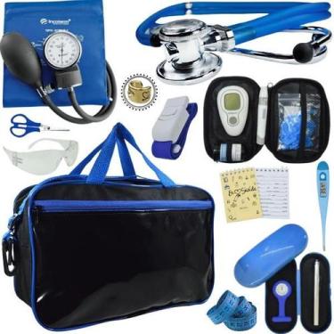 Imagem de Kit Bolsa Cores Aparelho de Pressao Esfigmomanometro Estetoscópio Medi