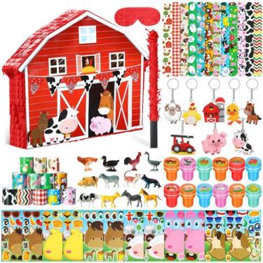 Imagem de Conjunto de lembrancinhas Pasimy, 59 peças, tema de animais de fazenda