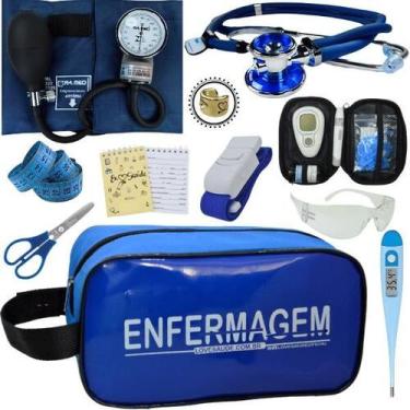 Imagem de Kit Enfermagem Aparelho de Pressão Estetoscópio Medidor Glicose Pa Med