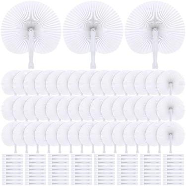 Imagem de Ventiladores de papel Aodaer, pacote 120, brancos com alças de plástic