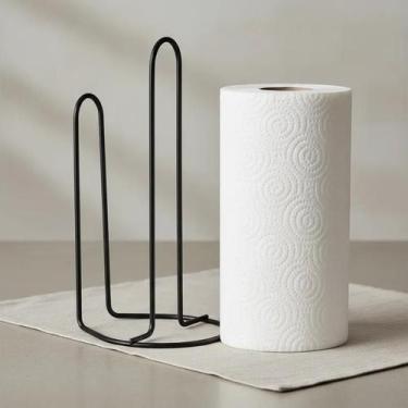 Imagem de Suporte de Papel Toalha Aramado Preto  Porta Rolo de Cozinha Moderno e