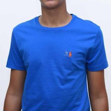Imagem de Camiseta Ralph Lauren Masculina Custom Slim Fit Azul-Masculino
