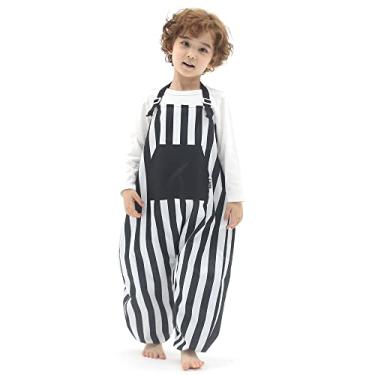 Imagem de Macacão infantil impermeável – alças ajustáveis, calça leve para chuva, bagunça e lama, Listra preta, XG