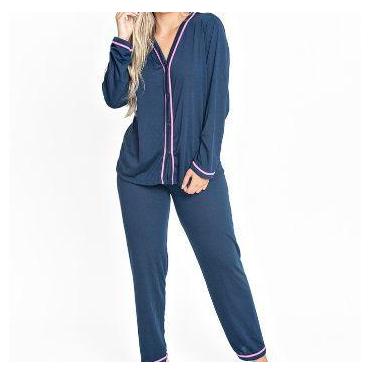 Imagem de Pijama Blogueira Vekyo Longo Aberto Botões Joyce, M, Branco, Feminino