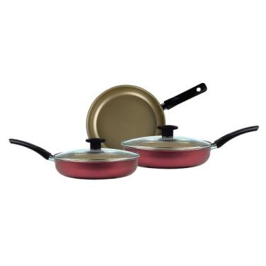 Imagem de Conjunto Frigideiras 3 Peças Antiaderentes com Tampa. - ARS ALUMÍNIOS,