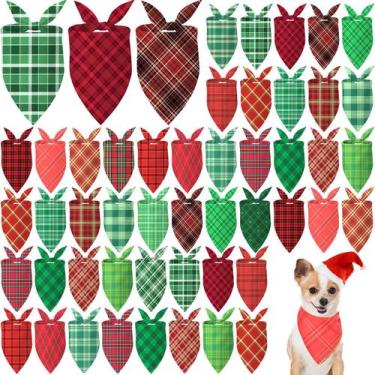 Imagem de Bandanas xadrez de Natal para cães Abbylike 50 unidades para cães