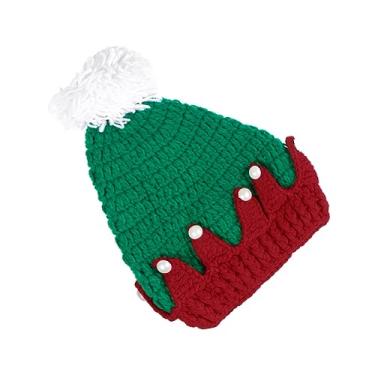 Imagem de Gorro de Natal de malha de lã macio e elástico para fotografia e banho boné de Papai Noel elegante para recém-nascidos vermelho