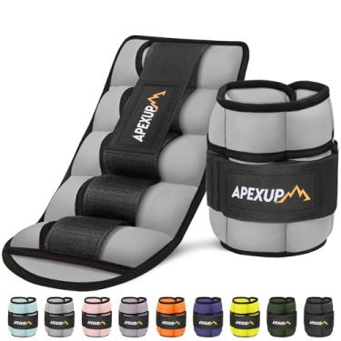Imagem de APEXUP Caneleiras de 4,5 kg/par, caneleiras ajustáveis para mulheres e homens, tiras modularizadas de peso de perna para ioga, caminhada, corrida, aeróbica, academia, cinza