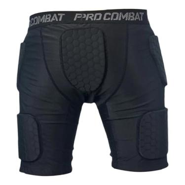 Imagem de menolana Calção de proteção para goleiro de futebol com acolchoamento nas coxas, respirável, com padrão hexagonal e multifuncional em EVA reforçado para, Xl