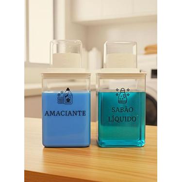 Imagem de Kit Dispensers Lavanderia 1,3L Amaciante, Alvejante, Sabão em Pó - Par