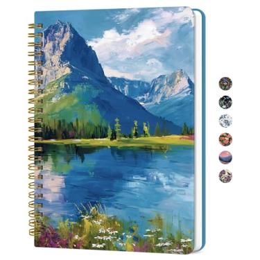 Imagem de Caderno de diário espiral forrado para mulheres, diários pautados pela faculdade A5 para escrever, cadernos de capa dura para trabalho, anotações e material escolar de escritório, 140 páginas - Summer