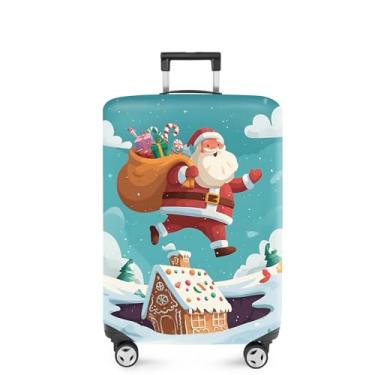Imagem de FOREVER QUEEN Capa protetora elástica para bagagem de Natal serve para acessórios de viagem de 50 a 86 cm, Papai Noel carregando uma bolsa, L(fits 28-30Inch suitcase), Mármore