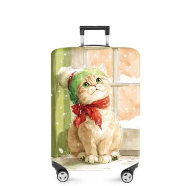 Imagem de FOREVER QUEEN Capa protetora elástica para bagagem de Natal serve para acessórios de viagem de 50 a 86 cm, Gato fofo - Estilo 1, XL(fits 32-34Inch suitcase), Mármore