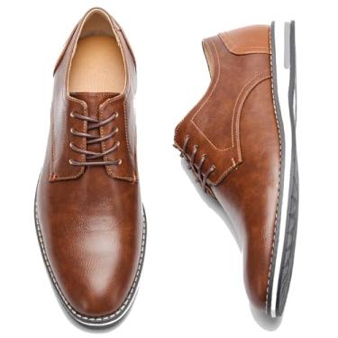 Imagem de Movefad Sapato social masculino Oxford – Sapatos de couro casuais formais clássicos com cadarço para negócios, casamento e uso diário, 4188-marrom, 46 BR