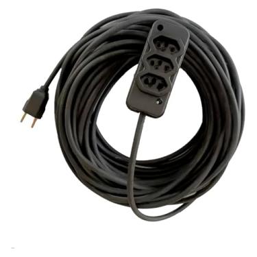 Imagem de Extensão Elétrica Profissional, Cabo PP 2,5mm, 30 Metros, Preto, 3 Saídas 2P+T, Tensão Máxima 750V