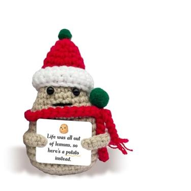 Imagem de Bgohrd Christmas Crochet Potato Gifts, Positive Cute Encouragement Crochet Gifts for Friends, Inspirational Potato with Encouragement Card, Handwoven Knitting Doll for Christmas -C11