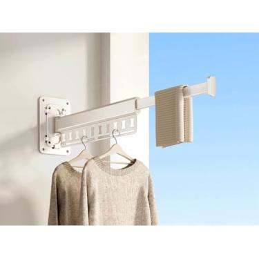 Imagem de Hhsdyl Cabide Dobrável de Parede, Estendal Retráctil Economizador de Espaço, para Lavandaria, Organização de Armários, Secador de Alumínio de Fácil Instalação,White,One