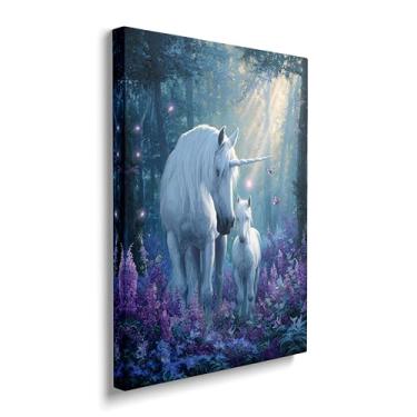 Imagem de Arte de parede em tela de unicórnios, decoração de pintura de unicórnios, impressões de unicórnios, imagens modernas para banheiro, sala de estar, quarto, escritório, decoração de parede emoldurada