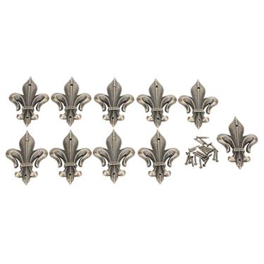 Imagem de Protetores de canto de liga de zinco, capas decorativas de bronze ciano para caixas de jóias, álbuns, livros, caixas de presente, artesanato, 10 peças 33x54mm 28x45mm (Grande 54 * 33mm)