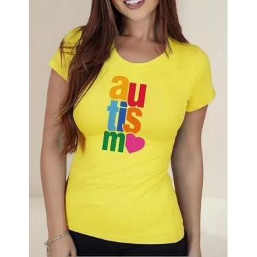 Imagem de Camiseta Camisa Algodão Feminina Masculina Adulto Campanha Abril Azul 