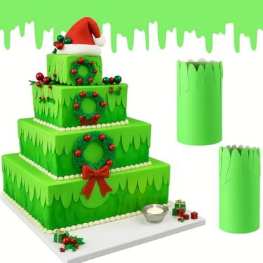 Imagem de Janlaugh 2 rolos de decoração de borda de bolo com tema de fantasma de Halloween, faixa lateral de bolo líquido verde, cobertura sangrenta, envoltório de cupcake de aniversário para geleca de doces ou