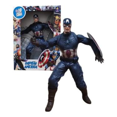Imagem de Boneco Capitão América Gigante 45cm c/ Escudo Articulado Infantil Revo