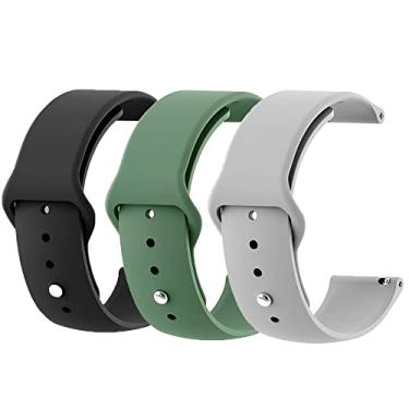 Imagem de Kit 3 Pulseiras NSmart compatíveis com Amazfit BIP (Preta+Verde militar+Cinza tipo Apple)