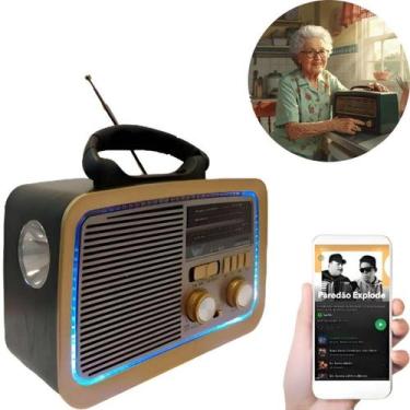 Imagem de Rádio Retrô Portátil Com Luz Led Presente Natal - Atena