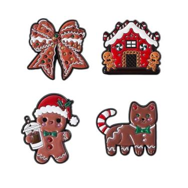 Imagem de Pinos de Natal, lindos broches de buldogue francês, broche de Papai Noel, homem de gengibre, buldogue francês, broche de gato doce, distintivo de férias para roupas, bolsas, chapéus, acessórios, Metal