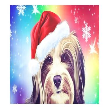 Imagem de SEHANY Linda capa de ímã de lava-louças de cachorro de Natal, adesivos magnéticos para decoração de Natal antiarranhões para painel de geladeira e lava-louças, decoração de Natal de cozinha doméstica