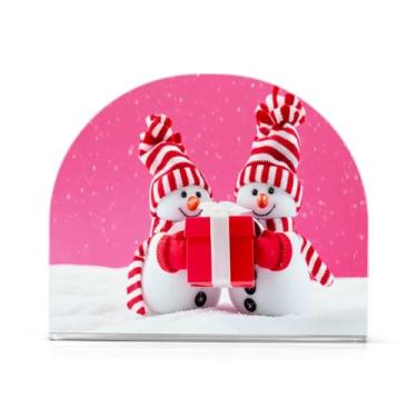 Imagem de Qilmy Porta-guardanapos de acrílico de boneco de neve de Natal, porta-guardanapos para mesas cozinha restaurante decoração de casa, suporte decorativo moderno para guardanapos de coquetel de papel de