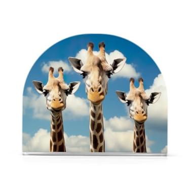 Imagem de Wassud Porta-guardanapos de acrílico três girafas moderno dispensador de guardanapo de papel em forma de U para mesa, cozinha, sala de jantar, bancada 1 peça (comporta 50-60 guardanapos)