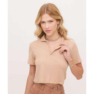 Imagem de Blusa Feminino Cropped Polo Canelado Manga Curta Maris-07057 - MARISA,