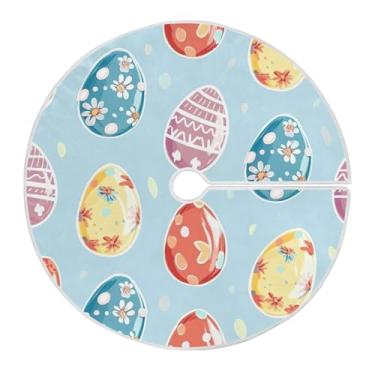 Imagem de Qilmy Saia de árvore de Natal com ovos de páscoa 90 cm, camurça para árvore de Natal, adequada para decoração de armário em ambientes internos e externos, festas, escritórios, lojas, armários234