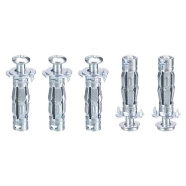 Imagem de DTGN Âncoras de parede ocas M6x37mm - Pacote com 5 - Bom para paredes de gesso de parede oca - Parafusos de âncora de drywall oco de aço carbono, prata