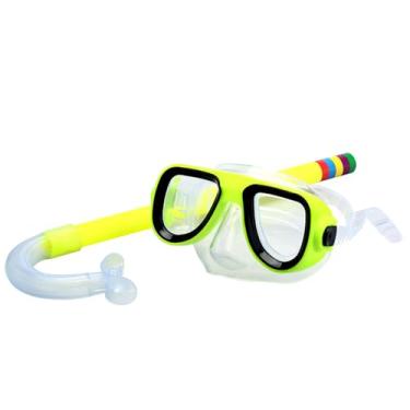 Imagem de Conjunto de Snorkel Óculos Natação e Mergulho para Crianças Protege Olhos Nariz do Sal Marinho Cloro Ideal Snorkeling