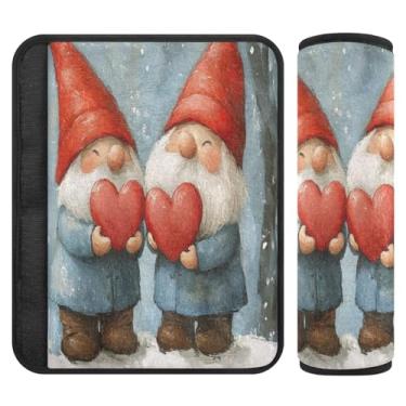 Imagem de Burbuja Capa de cinto de segurança de carro Valentine Gnome almofadas macias confortáveis protetor de cinto de segurança de carro para alça de ombro de assento de carro, 1 par pequeno