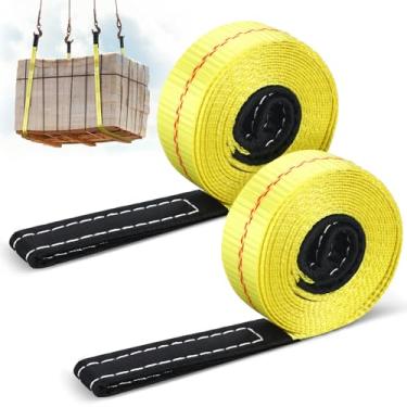 Imagem de Shappy 2 peças estilingue de elevação de 2,993 kg capacidade de 2,993 kg estilingue de nylon para levantamento de peso pesado correia de recuperação de árvore para construções, aço, reboque